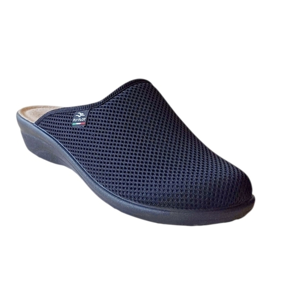 Fly Flot Shoes - Fly Flot Nero Black Mesh Fabric Anatomic Mules Comfort Cushion Italy 9 EU 40